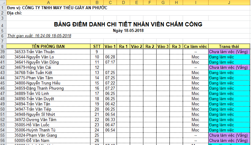 Phần mềm chấm công ronald jack pro điểm danh nhân viên